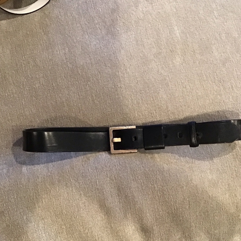 Kenneth Cole Black Leather Belt with Gold Buckle